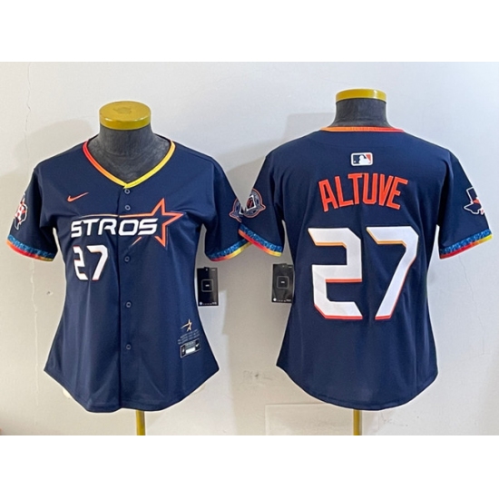 Women's Houston Astros #27 Jose Altuve Navy 2025 City Connect With Texas Limited Stitched Baseball Jersey(Run Small)