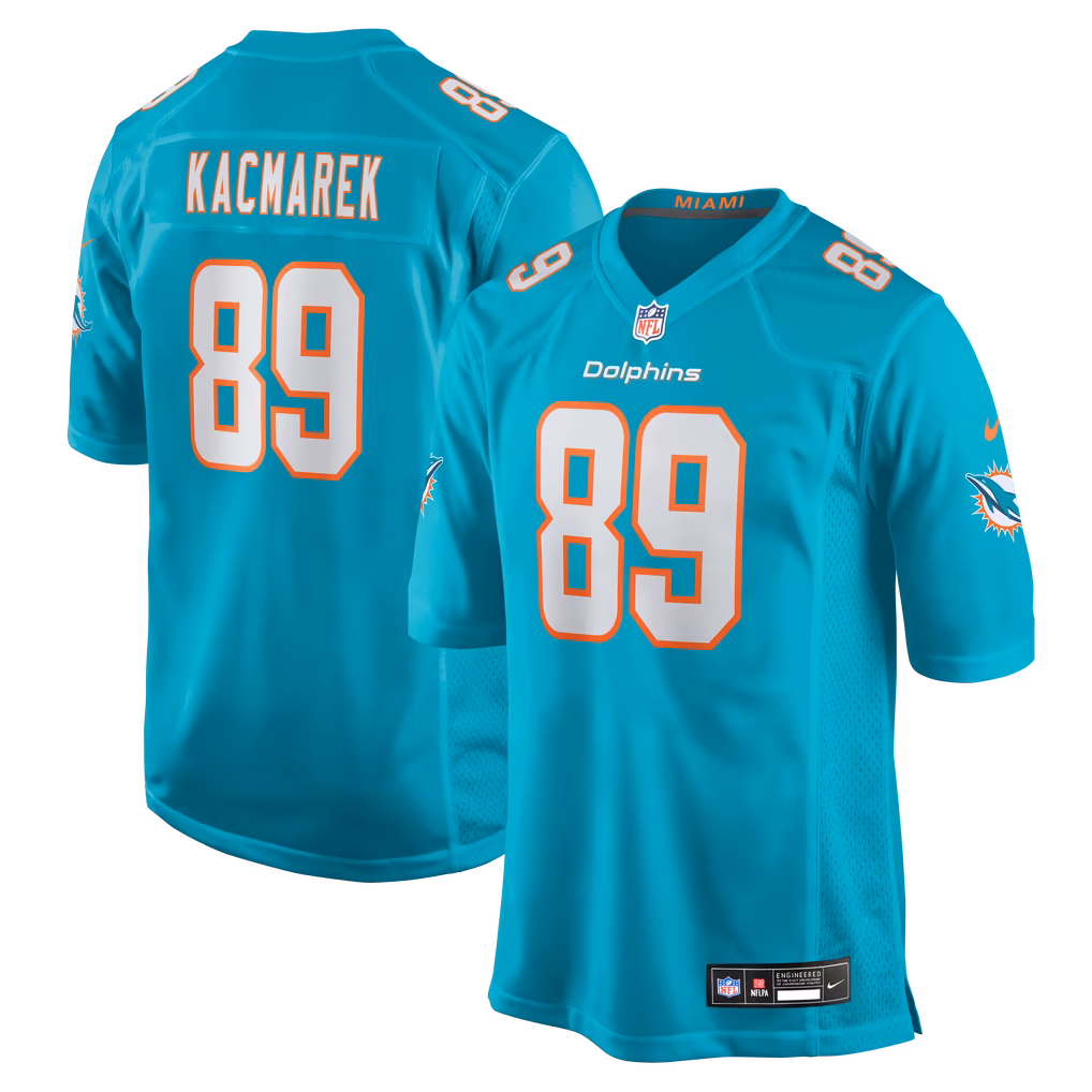 Men's Miami Dolphins Will Kacmarek Nike Aqua Team Game Jersey - Ujersey