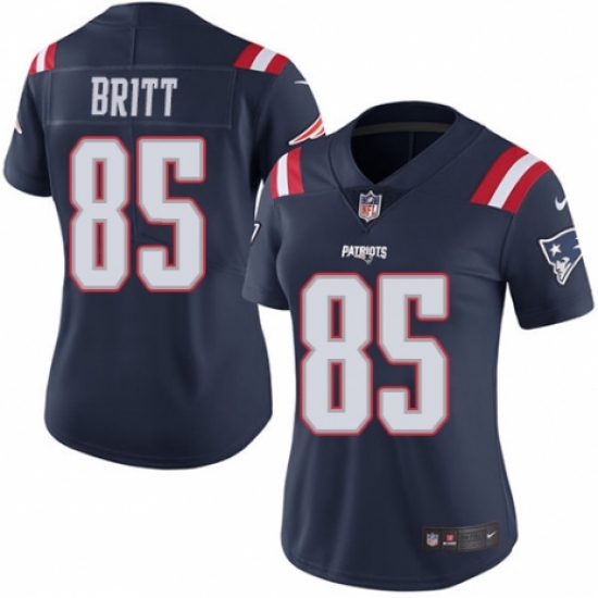 Women's Nike New England Patriots #85 Kenny Britt Limited Navy Blue Rush Vapor Untouchable NFL Jersey - Ujersey