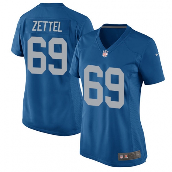 Women's Nike Detroit Lions #69 Anthony Zettel Game Blue Alternate NFL Jersey - Ujersey