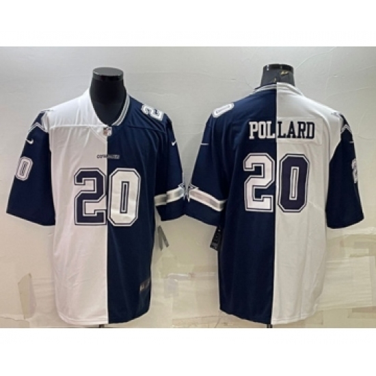 Men's Dallas Cowboys #20 Tony Pollard Navy White Split Vapor Untouchable Limited Stitched Jersey - Ujersey