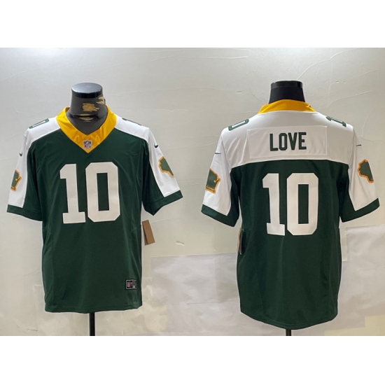 Men's Green Bay Packers #10 Jordan Love Green White 2023 FUSE Home Vapor Limited Stitched Jersey - Ujersey