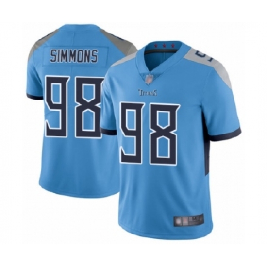 Youth Tennessee Titans #98 Jeffery Simmons Light Blue Alternate Vapor Untouchable Limited Player Football Jersey - Ujersey