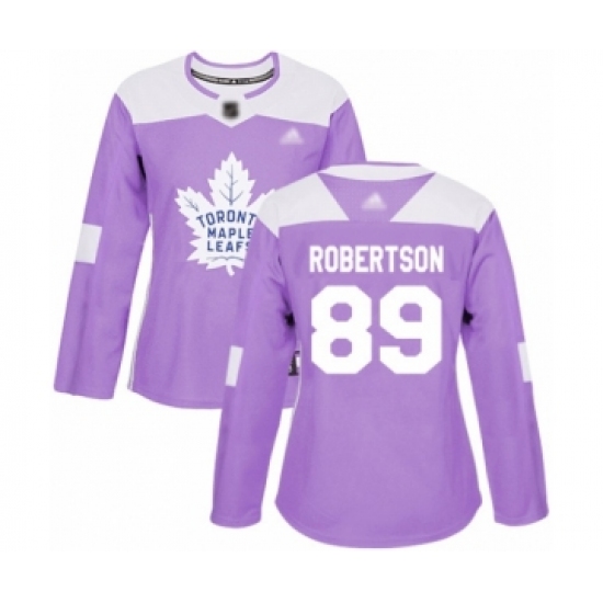 Women's Toronto Maple Leafs #89 Nicholas Robertson Authentic Purple Fights Cancer Practice Hockey Jersey - Ujersey