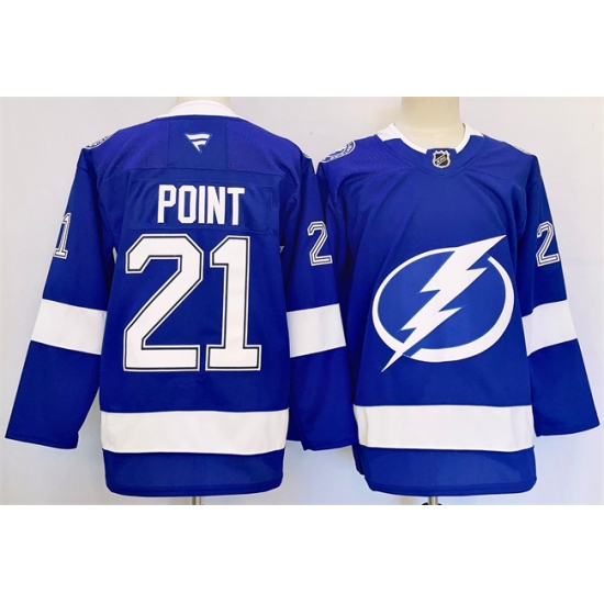 Men's Tampa Bay Lightning #21 Brayden Point 2024-25 Blue Stitched Jersey - Ujersey