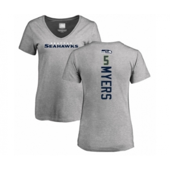 Football Women's Seattle Seahawks #5 Jason Myers Ash Backer T-Shirt - Ujersey