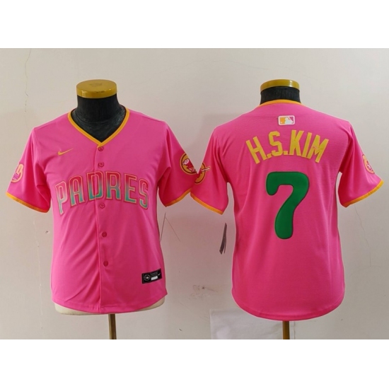 Youth San Diego Padres #7 Ha Seong Kim Pink Fashion Baseball Jersey - Ujersey