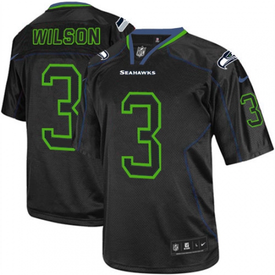 Men's Nike Seattle Seahawks #3 Russell Wilson Elite Lights Out Black NFL Jersey - Ujersey