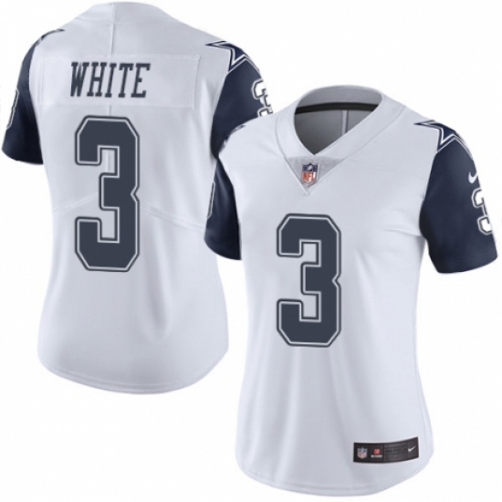 Women's Nike Dallas Cowboys #3 Mike White Limited White Rush Vapor Untouchable NFL Jersey - Ujersey
