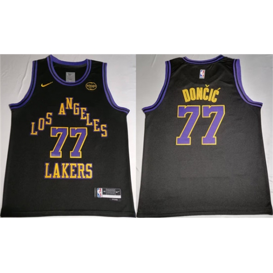 Men's Los Angeles Lakers #77 Luka Doncic Black 2025 Stitched Basketball Jersey - Ujersey