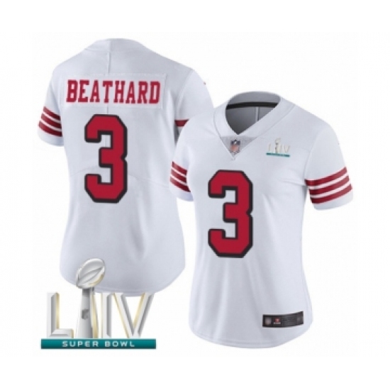 Women's San Francisco 49ers #3 C. J. Beathard Limited White Rush Vapor Untouchable Super Bowl LIV Bound Football Jersey - Ujersey