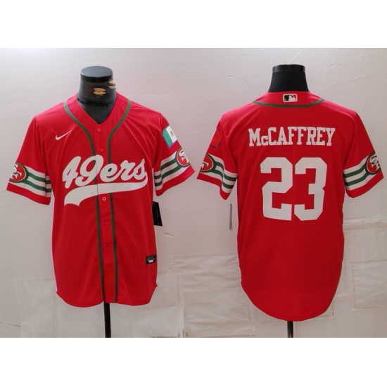 Men's San Francisco 49ers #23 Christian McCaffrey Red Mexico Cool Base Stitched Baseball Jersey - Ujersey