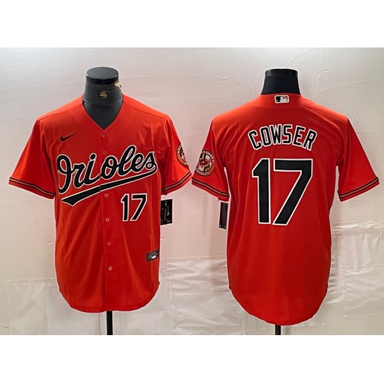 Men's Baltimore Orioles #17 Colton Cowser Number Orange Cool Base Stitched Jersey - Ujersey