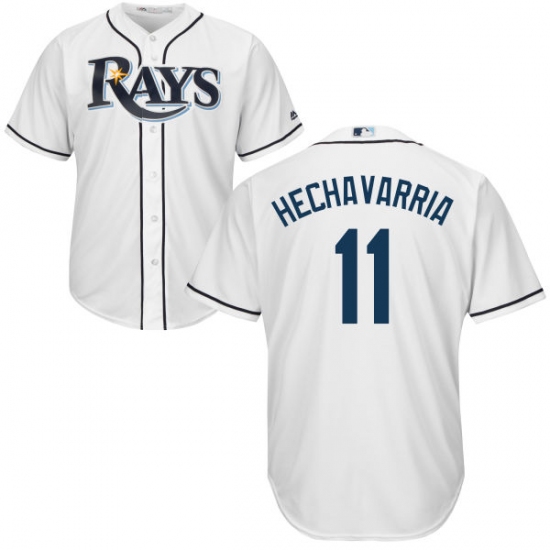 Youth Majestic Tampa Bay Rays #11 Adeiny Hechavarria Replica White Home Cool Base MLB Jersey - Ujersey