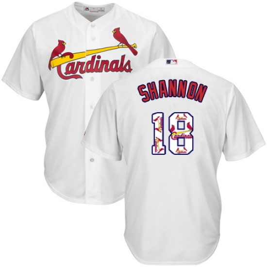 Men's Majestic St. Louis Cardinals #18 Mike Shannon Authentic White Team Logo Fashion Cool Base MLB Jersey - Ujersey