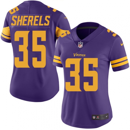 Women's Nike Minnesota Vikings #35 Marcus Sherels Limited Purple Rush Vapor Untouchable NFL Jersey - Ujersey