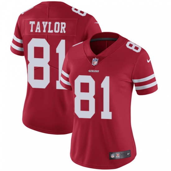 Women's Nike San Francisco 49ers #81 Trent Taylor Red Team Color Vapor Untouchable Elite Player NFL Jersey - Ujersey