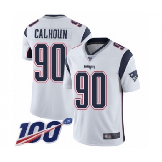 Youth New England Patriots #90 Shilique Calhoun White Vapor Untouchable Limited Player 100th Season Football Jersey - Ujersey