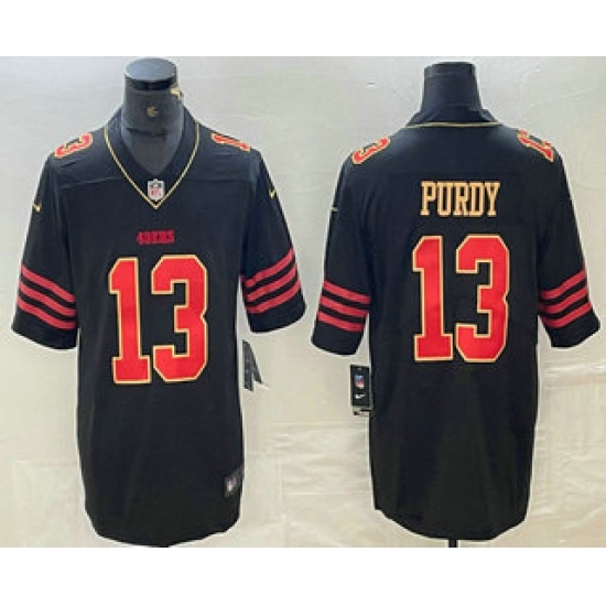 Men's San Francisco 49ers #13 Brock Purdy Black Gold Fashion Vapor Limited Stitched Jersey - Ujersey