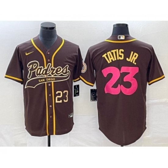 Men's San Diego Padres #23 Fernando Tatis Jr Number Brown NEW 2023 City Connect Cool Base Stitched Jersey - Ujersey