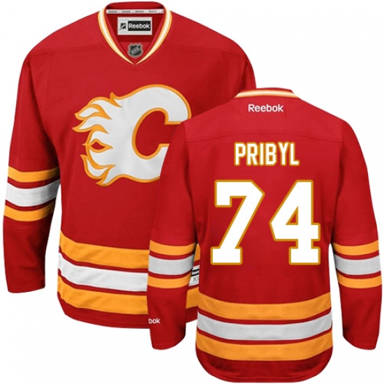 Youth Reebok Calgary Flames #74 Daniel Pribyl Premier Red Third NHL Jersey - Ujersey
