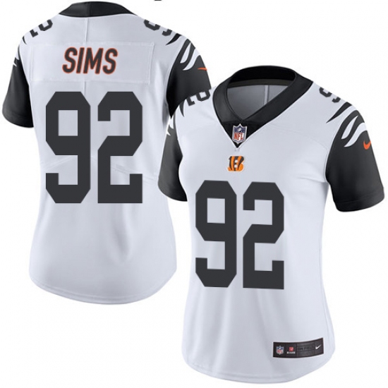 Women's Nike Cincinnati Bengals #92 Pat Sims Limited White Rush Vapor Untouchable NFL Jersey - Ujersey