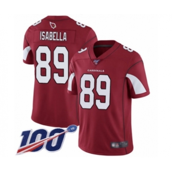 Men's Arizona Cardinals #89 Andy Isabella Red Team Color Vapor Untouchable Limited Player 100th Season Football Jersey - Ujersey