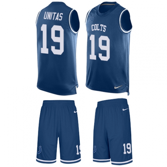 Men's Nike Indianapolis Colts #19 Johnny Unitas Limited Royal Blue Tank Top Suit NFL Jersey - Ujersey