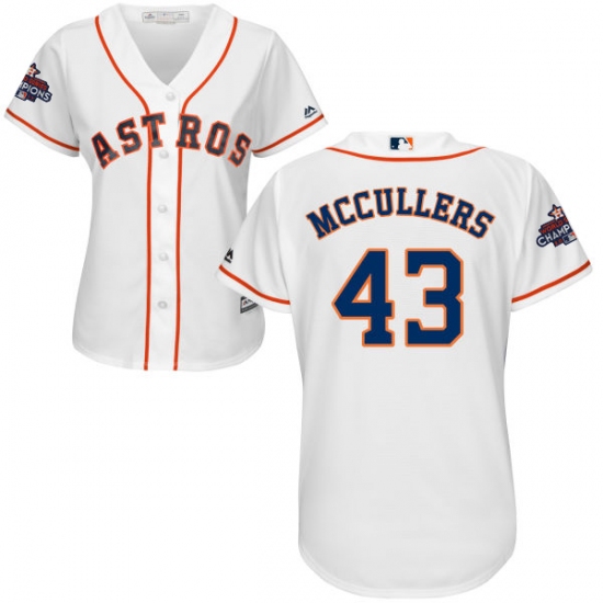 Women's Majestic Houston Astros #43 Lance McCullers Authentic White Home 2017 World Series Champions Cool Base MLB Jersey - Ujersey