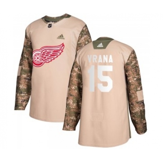Men's Detroit Red Wings #15 Jakub Vrana Adidas Authentic Veterans Day Stitched Hockey Camo Jersey - Ujersey