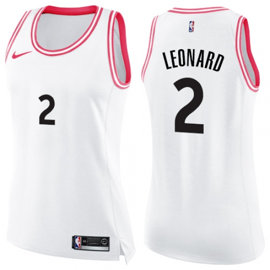 Women's Nike Toronto Raptors #2 Kawhi Leonard Swingman White Pink Fashion NBA Jersey - Ujersey