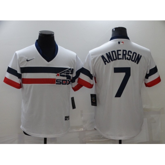 Men's Nike Chicago White Sox #7 Tim Anderson White Throwback Jersey - Ujersey
