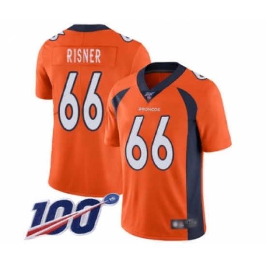 Men's Denver Broncos #66 Dalton Risner Orange Team Color Vapor Untouchable Limited Player 100th Season Football Jersey - Ujersey