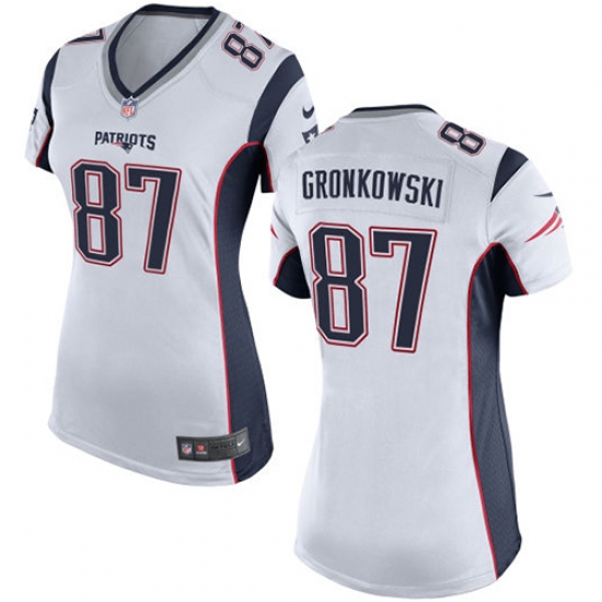 Women's Nike New England Patriots #87 Rob Gronkowski Game White NFL Jersey - Ujersey