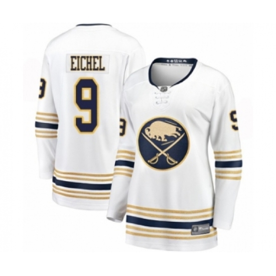 Women's Buffalo Sabres #9 Jack Eichel Fanatics Branded White 50th Season Breakaway Hockey Jersey