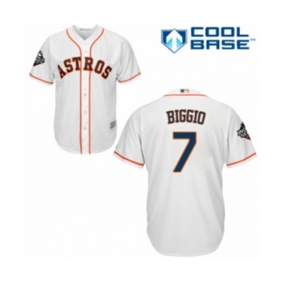 Youth Houston Astros #7 Craig Biggio Authentic White Home Cool Base 2019 World Series Bound Baseball Jersey - Ujersey
