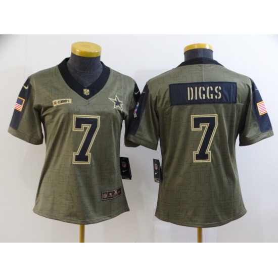 Women's Dallas Cowboys #7 Trevon Diggs Nike Olive 2021 Salute To Service Limited Player Jersey - Ujersey