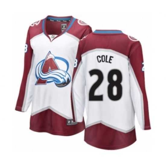 Women's Colorado Avalanche #28 Ian Cole Authentic White Away Fanatics Branded Breakaway NHL Jersey - Ujersey