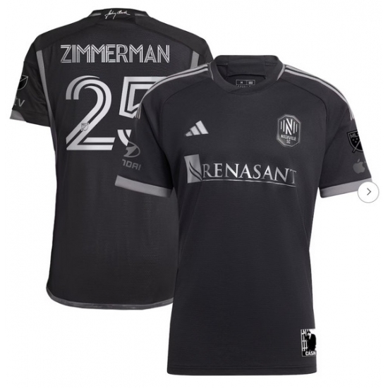 Mens Nashville SC Walker Zimmerman adidas Black 2023 Man In Black Kit Authentic Player Jersey - Ujersey