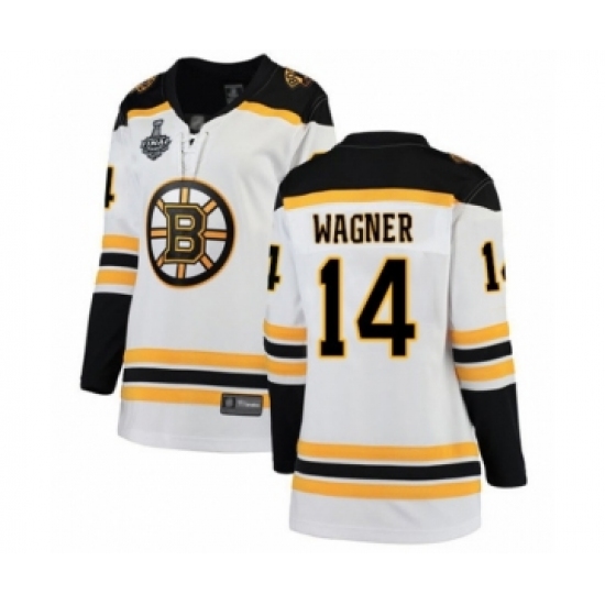 Women's Boston Bruins #14 Chris Wagner Authentic White Away Fanatics Branded Breakaway 2019 Stanley Cup Final Bound Hockey Jersey - Ujersey