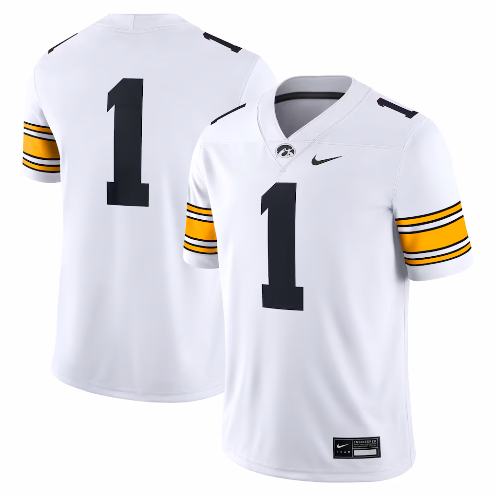 Men's Nike #1 White Iowa Hawkeyes Game Jersey