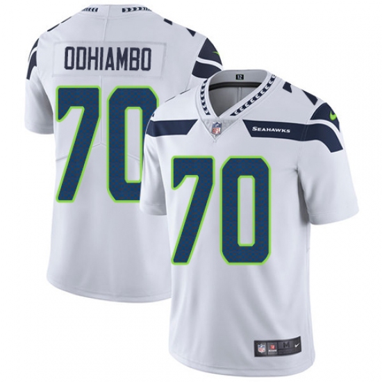 Men's Nike Seattle Seahawks #70 Rees Odhiambo White Vapor Untouchable Limited Player NFL Jersey - Ujersey