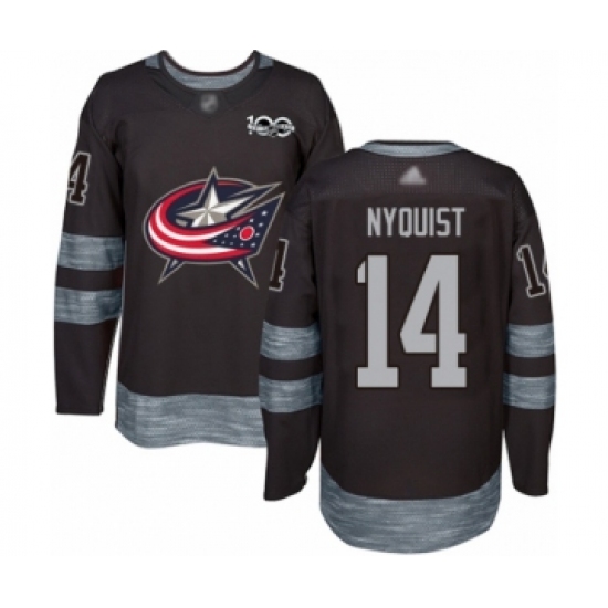 Men's Columbus Blue Jackets #14 Gustav Nyquist Authentic Black 1917-2017 100th Anniversary Hockey Jersey - Ujersey
