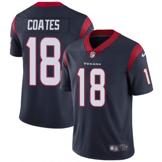 Men's Nike Houston Texans #18 Sammie Coates Navy Blue Team Color Vapor Untouchable Limited Player NFL Jersey - Ujersey