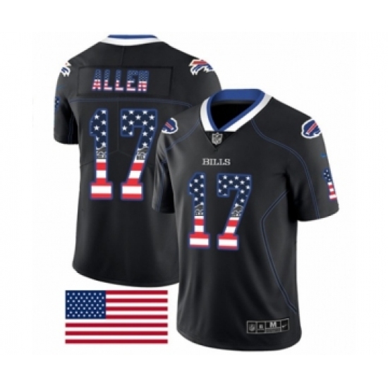Men's Nike Buffalo Bills #17 Josh Allen Limited Black Rush USA Flag NFL Jersey - Ujersey