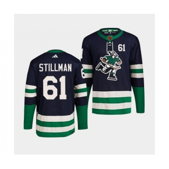 Men's Vancouver Canucks #61 Riley Stillman Navy 2022 Reverse Retro Stitched Jersey - Ujersey