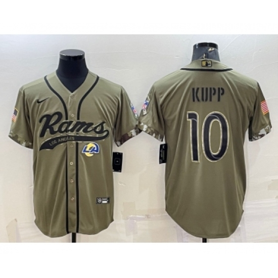Men's Los Angeles Rams #10 Cooper Kupp Olive 2022 Salute to Service Cool Base Stitched Baseball Jersey - Ujersey