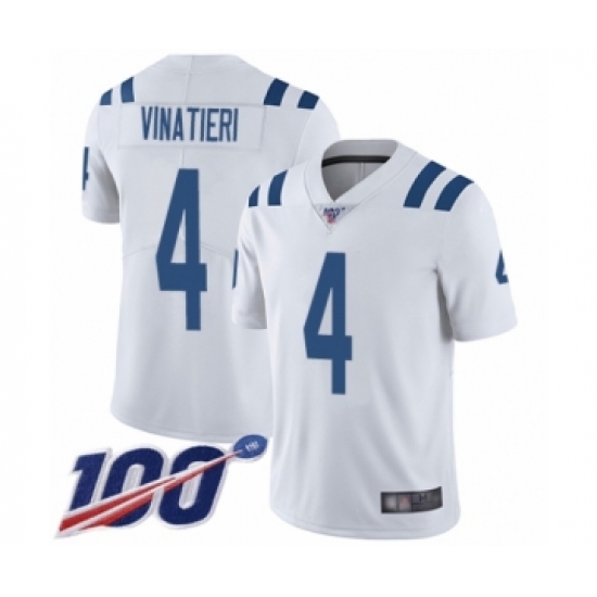 Men's Indianapolis Colts #4 Adam Vinatieri White Vapor Untouchable Limited Player 100th Season Football Jersey - Ujersey