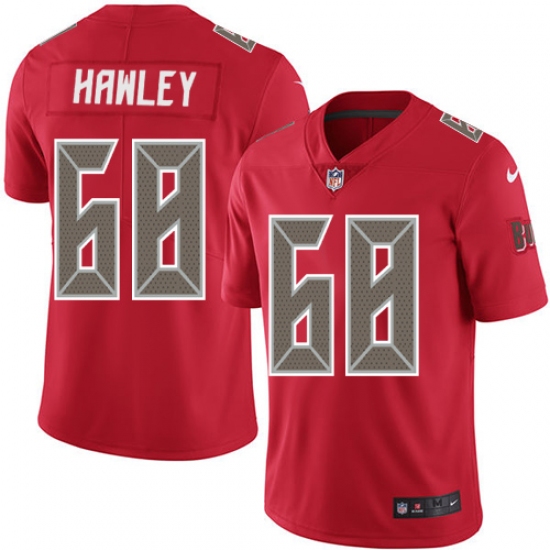 Men's Nike Tampa Bay Buccaneers #68 Joe Hawley Limited Red Rush Vapor Untouchable NFL Jersey - Ujersey