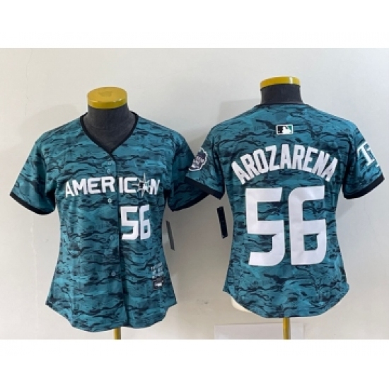 Women's Tampa Bay Rays #56 Randy Arozarena Number Teal 2023 All Star Cool Base Stitched Jersey - Ujersey